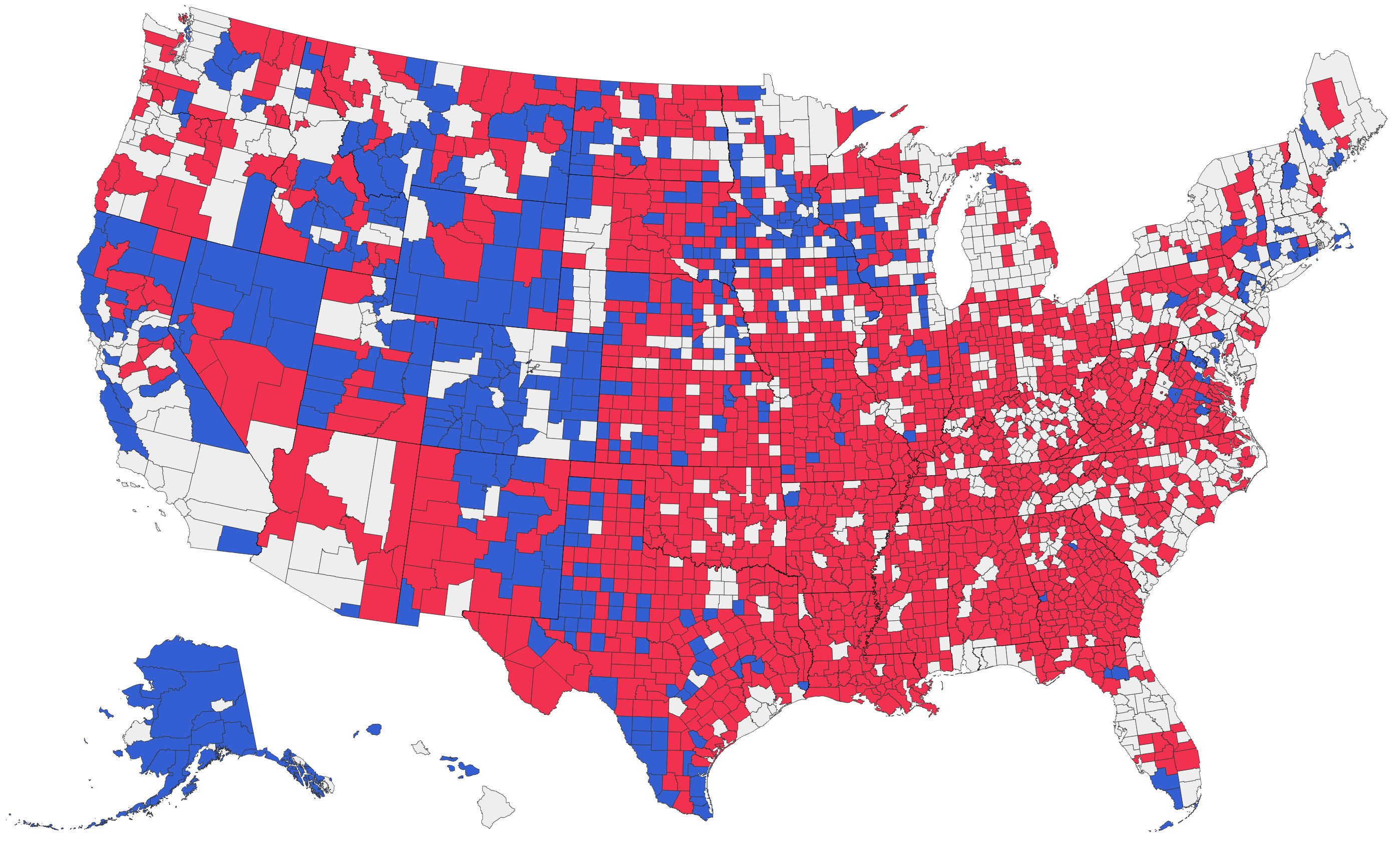 us counties colored map